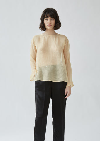 Gauzed Slubbed Silk Roundneck Shirt