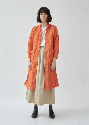 Plant Dyed Round Collar Long Coat