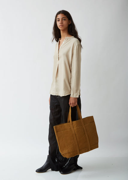 Washed Canvas 6 Pockets Tote, Medium — Mustard – La Garçonne