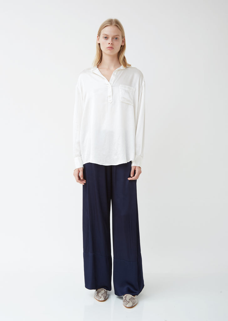 Pebble Satin Relaxed Henley