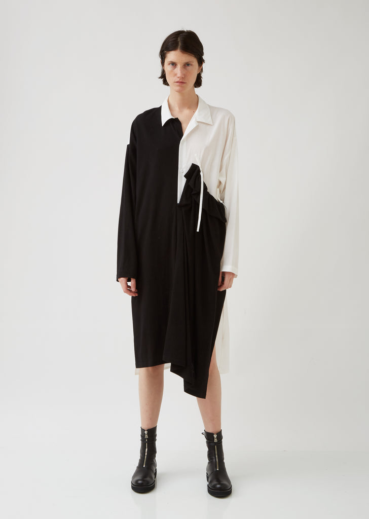 U-Left Gather Shirt Dress