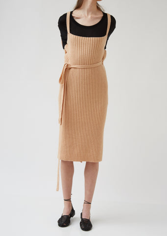 Wool Rib Maru Apron Dress