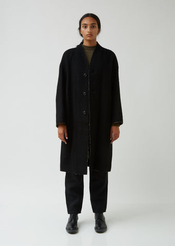 Collarless Wool Coat