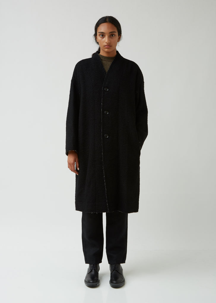 Collarless Wool Coat