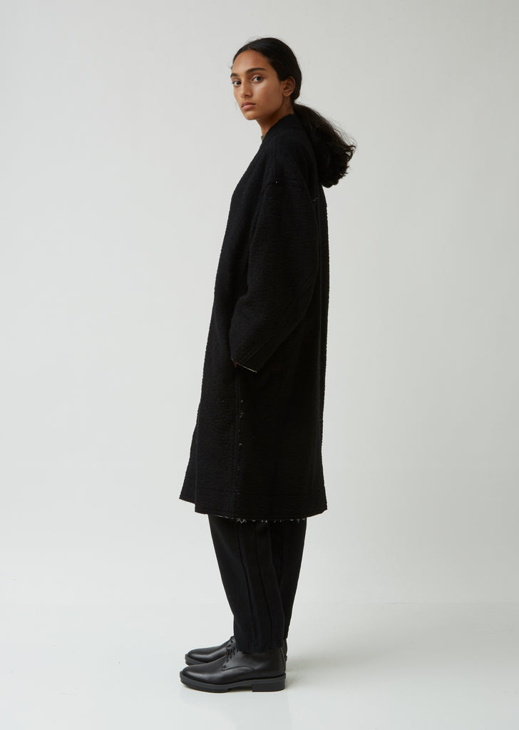 Collarless Wool Coat