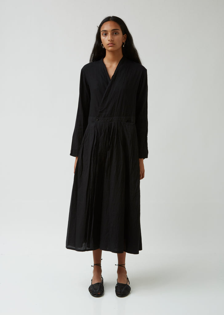 Japanese Sake Dyed Pleated Front Wrap Dress