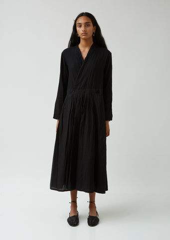 Japanese Sake Dyed Pleated Front Wrap Dress