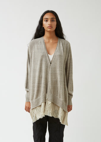 Organic Cotton & Wool Blend Blouse Hem Cardigan