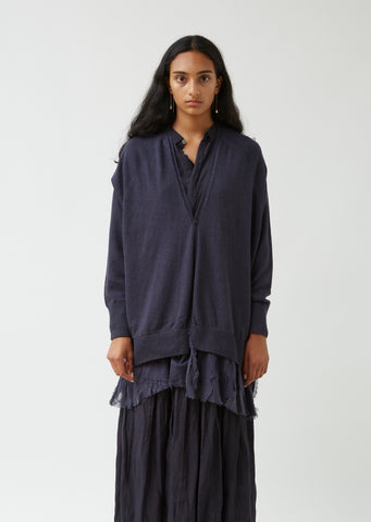 Organic Cotton & Wool Blend Blouse Hem Cardigan