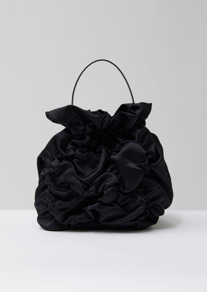 Satin Flower Smocking Dumpling Bag