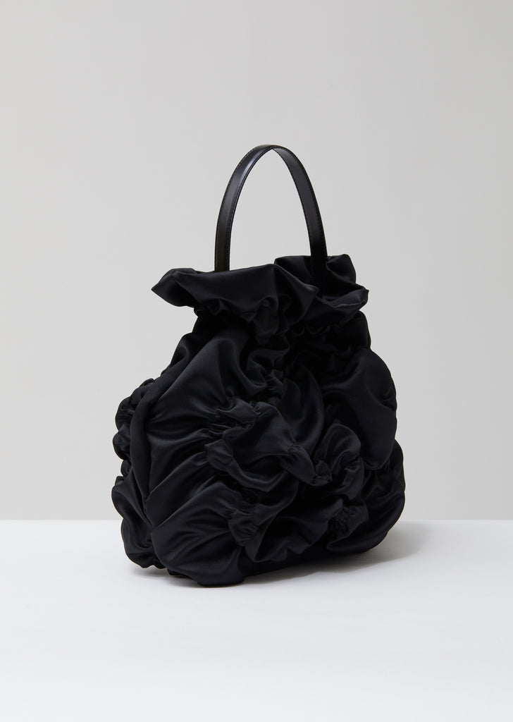 Satin Flower Smocking Dumpling Bag