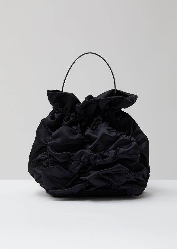 Satin Flower Smocking Dumpling Bag