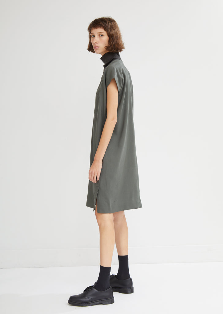 Shear Wool Rib Neck Tunic Dress