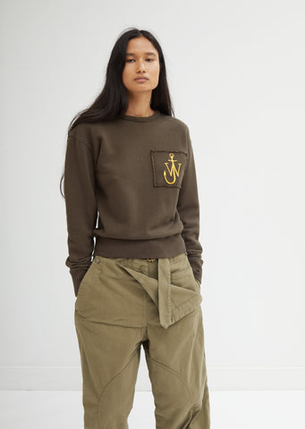 Raw Edge Logo Sweatshirt With Pocket Detail
