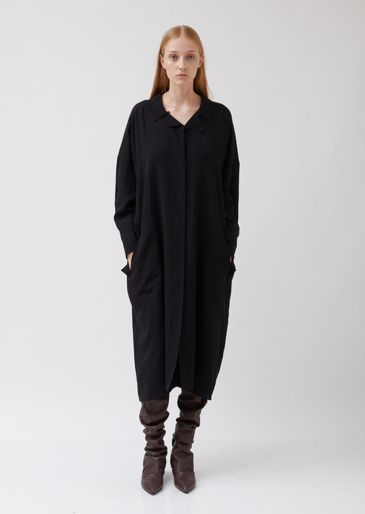 Wool-Linen Belted Trench Dress