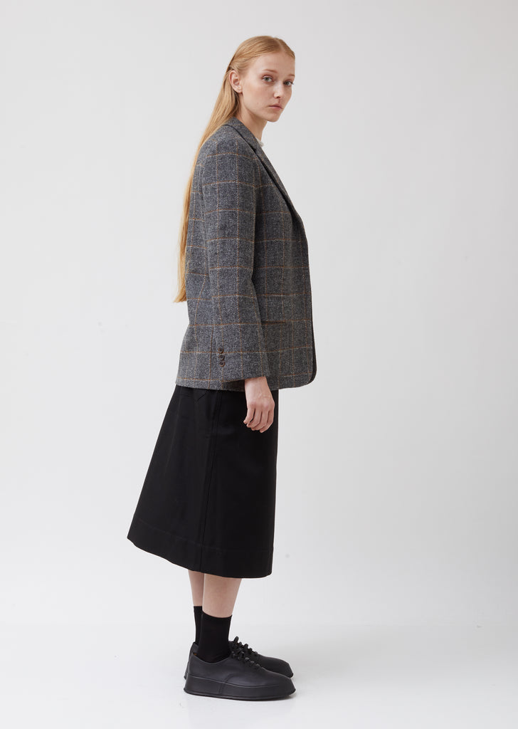 Single-Breasted Patch Pocket Wool Blazer