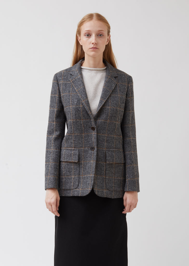 Single-Breasted Patch Pocket Wool Blazer