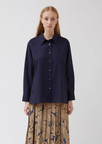 Navy Cotton Washed Swing Shirt