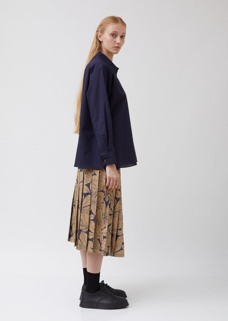 Navy Cotton Washed Swing Shirt