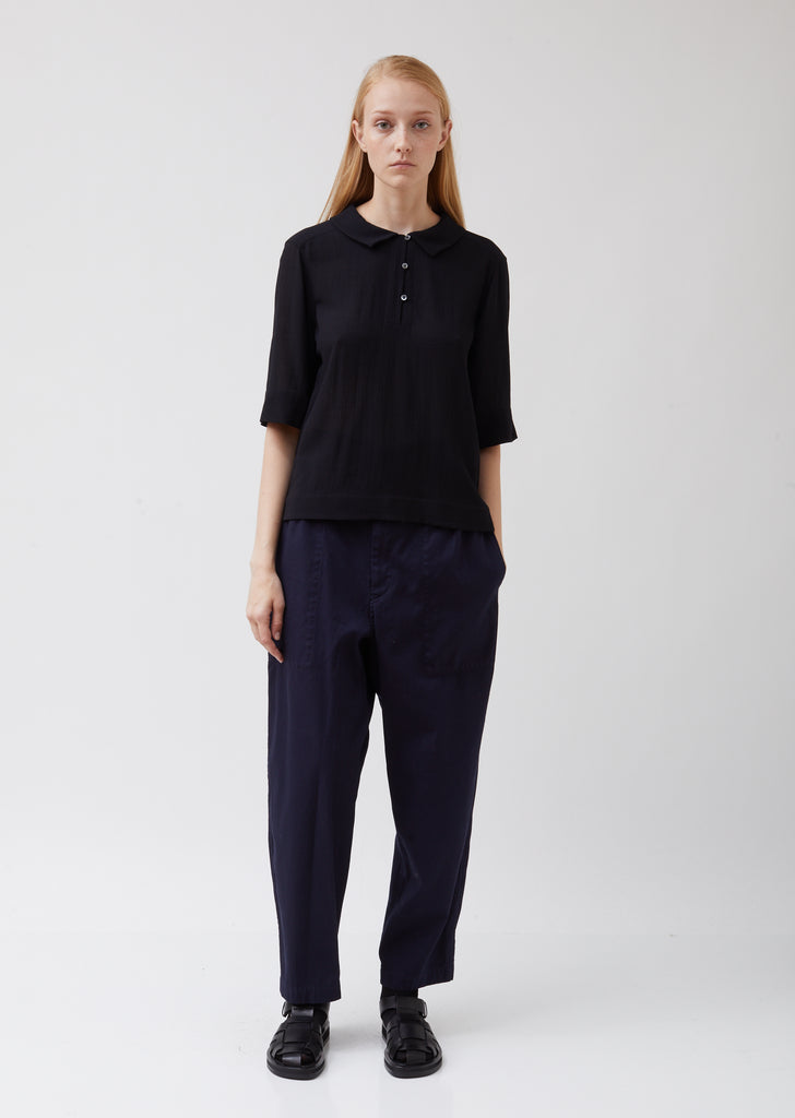 Silk Wool Crepe Polo Shirt