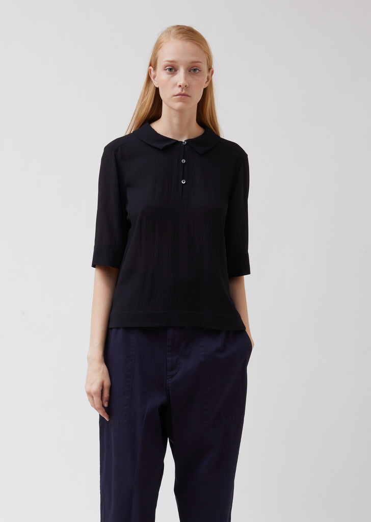 Silk Wool Crepe Polo Shirt