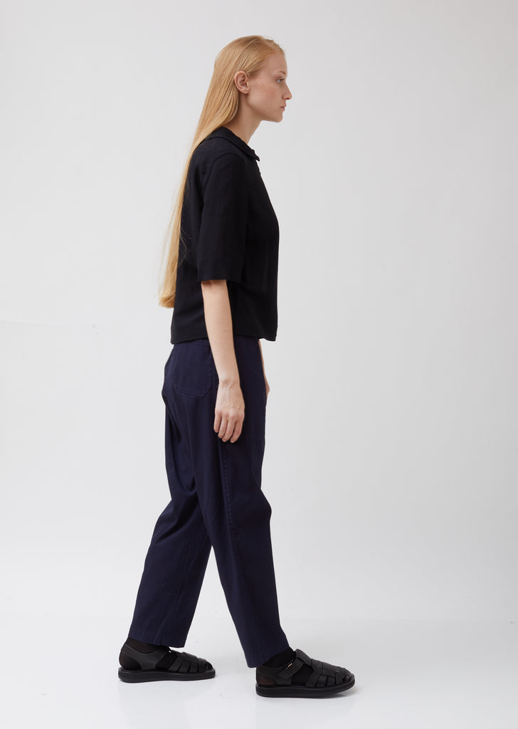 Silk Wool Crepe Polo Shirt