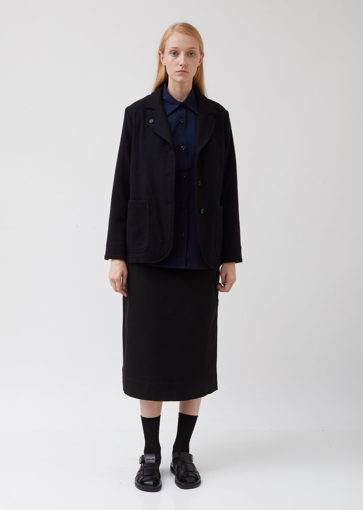 Asymmetric Collared Wool Blazer