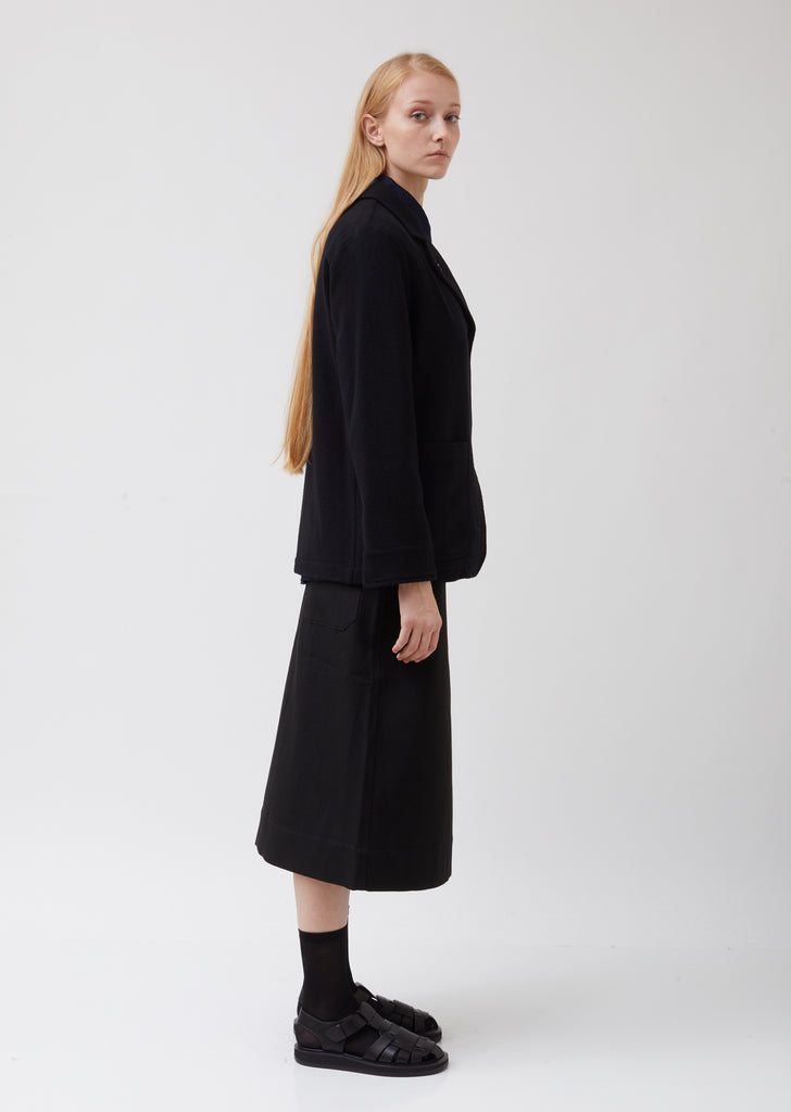 Asymmetric Collared Wool Blazer