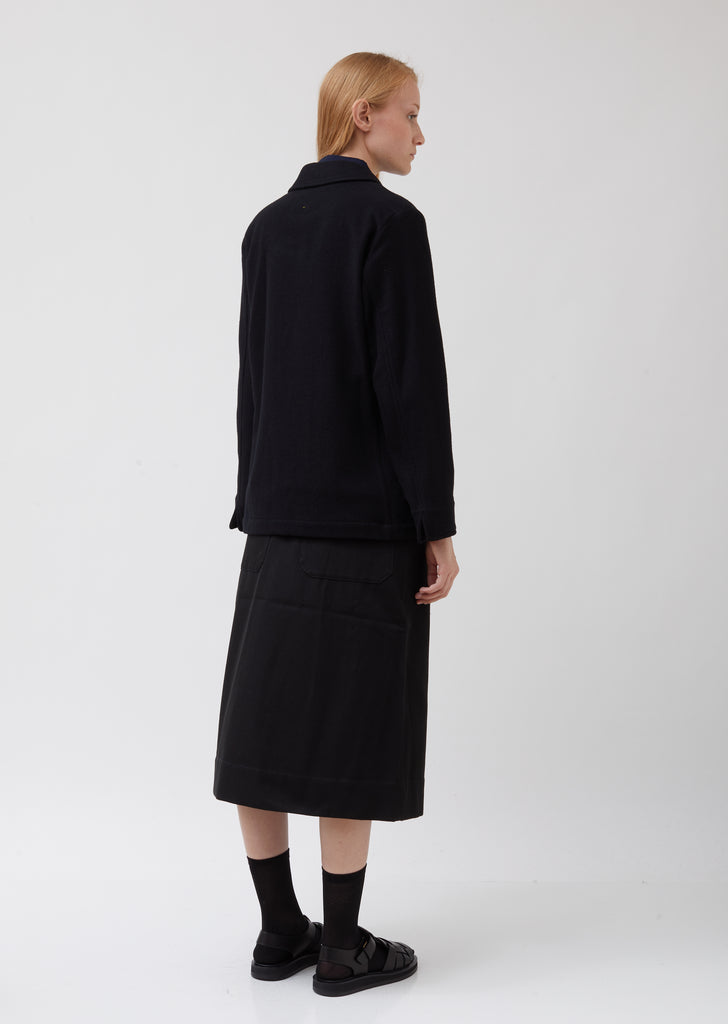 Asymmetric Collared Wool Blazer