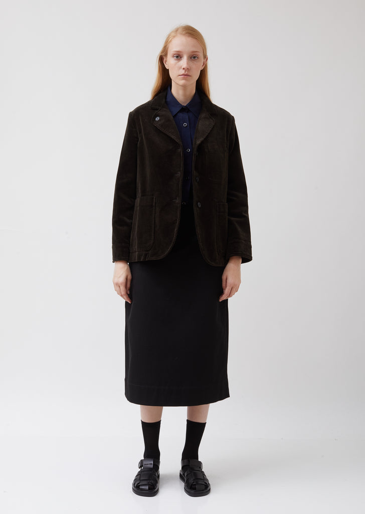 Asymmetric Collared Corduroy Blazer