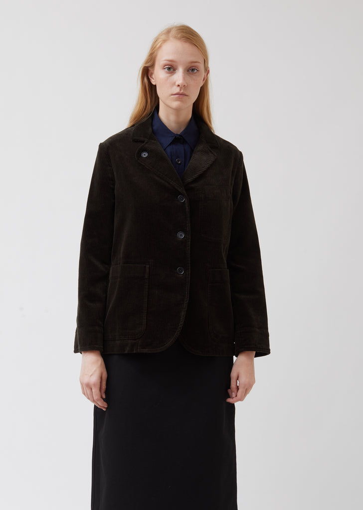 Asymmetric Collared Corduroy Blazer