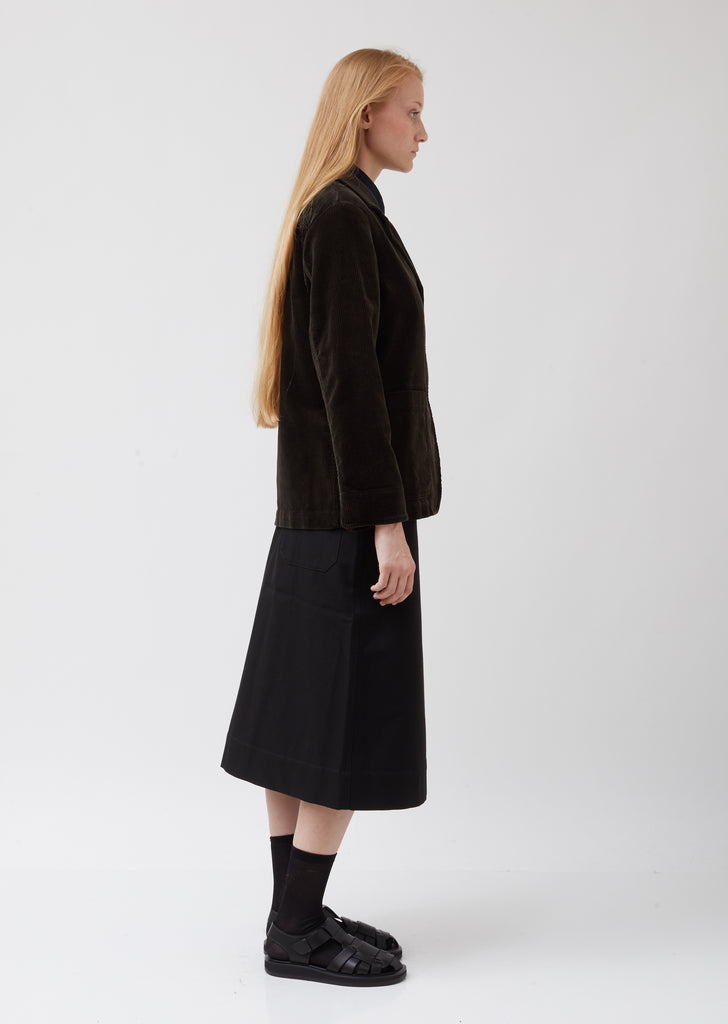 Asymmetric Collared Corduroy Blazer