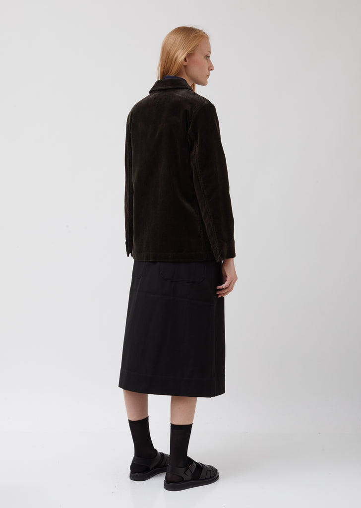 Asymmetric Collared Corduroy Blazer