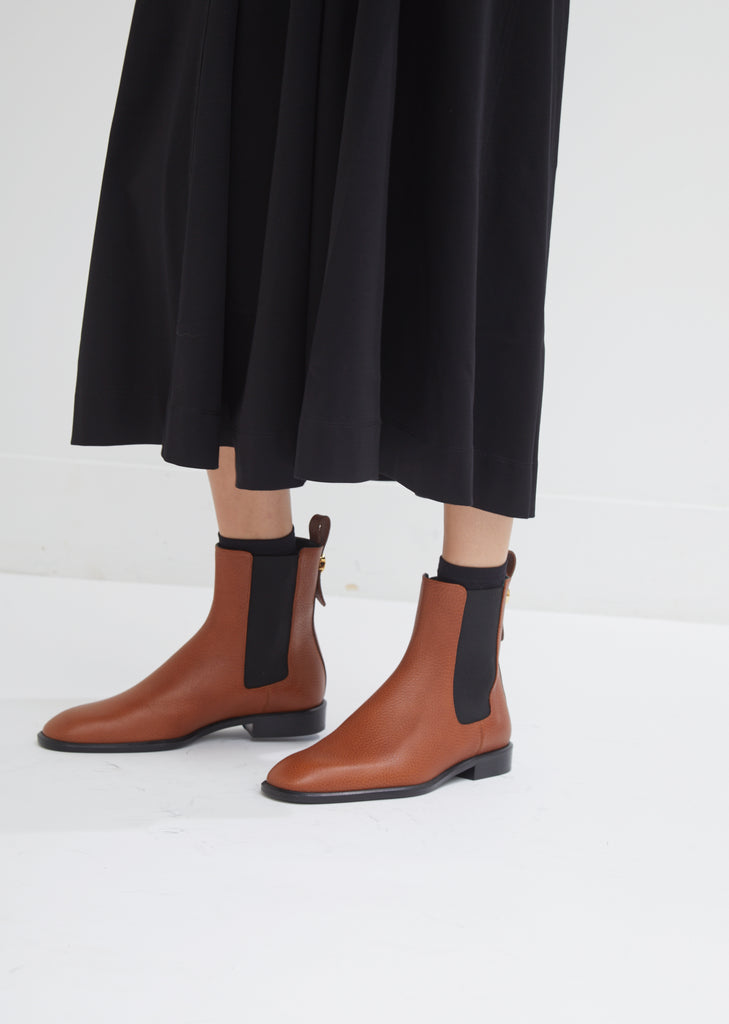 Grained Leather Chelsea Boots