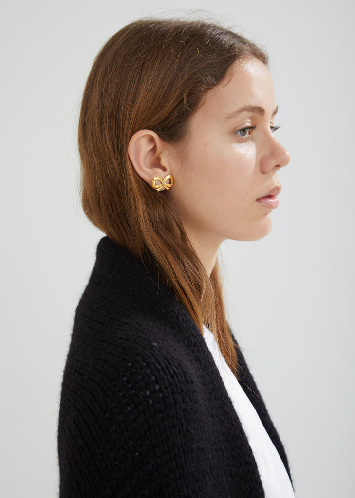Bow with Pearl Earrings