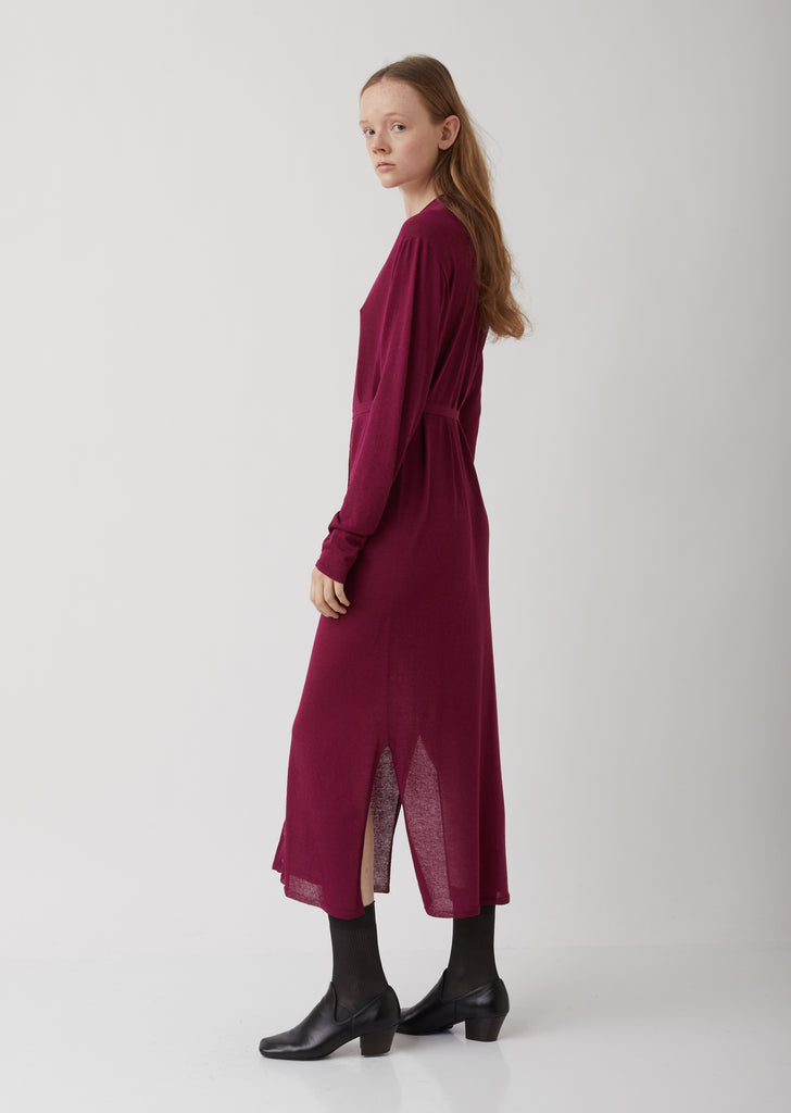 Magenta Viscose-Linen Cardigan Dress