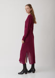 Magenta Viscose-Linen Cardigan Dress