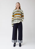 Tie Collar Stripe Wool Jumper
