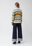 Tie Collar Stripe Wool Jumper