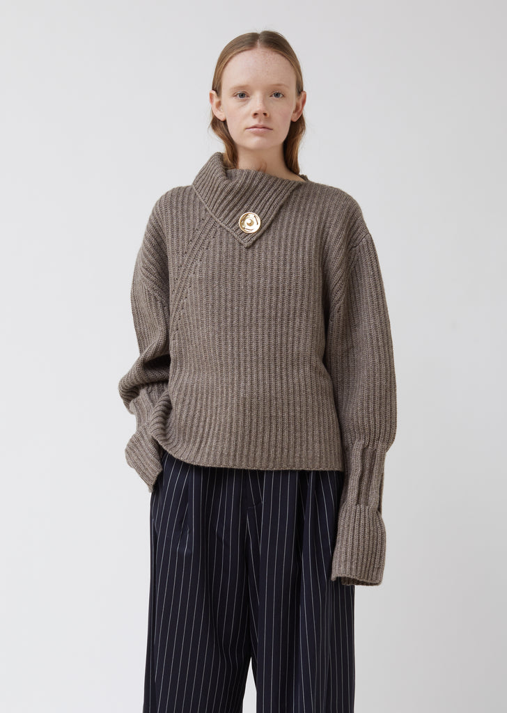 Chunky Knit Jumper With Poppers