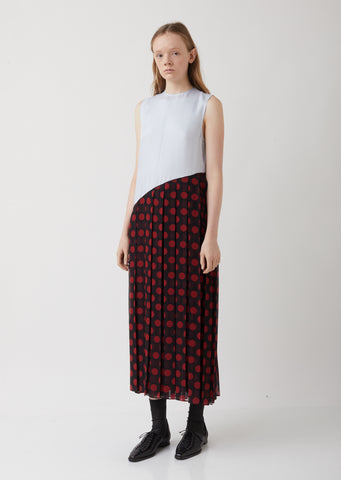Pleated Polka Dot Dress