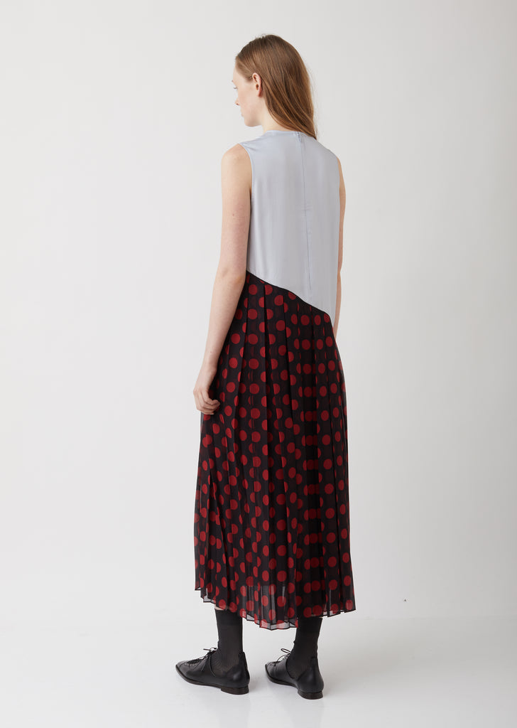 Pleated Polka Dot Dress