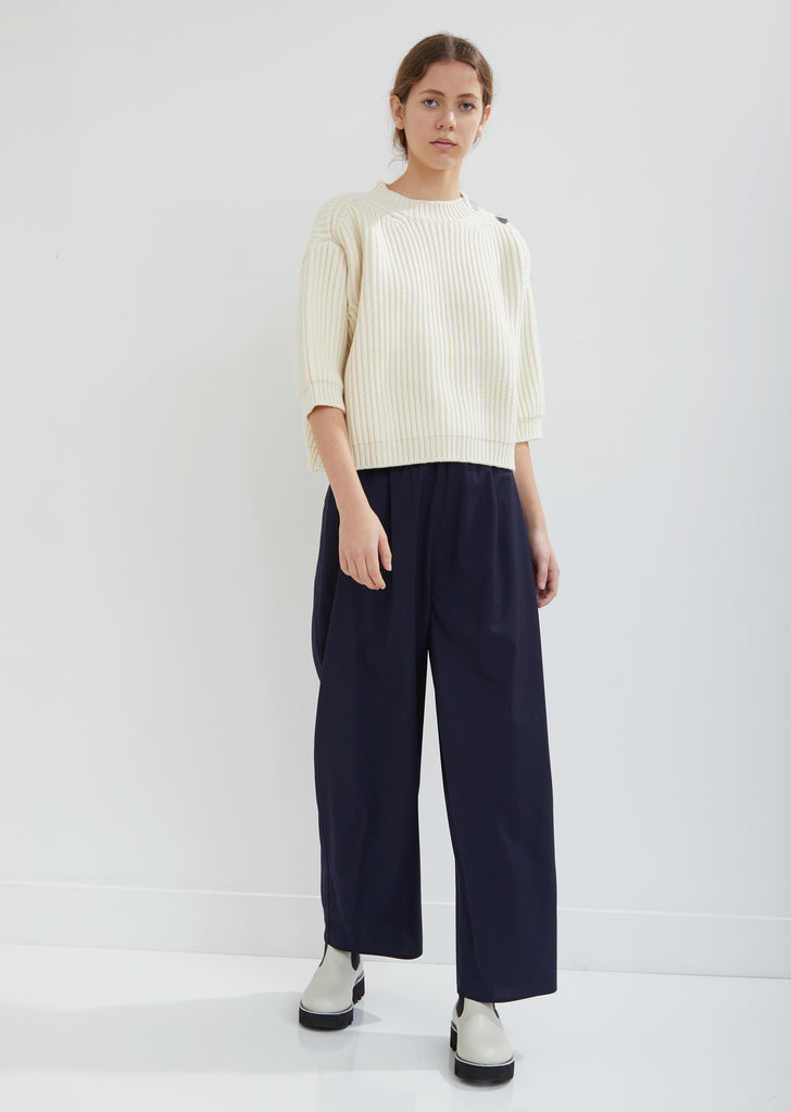 Moore Shoulder Buttoned Crew Neck Sweater