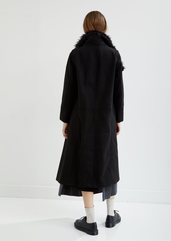Light Melton Stand Up Collar Long Coat