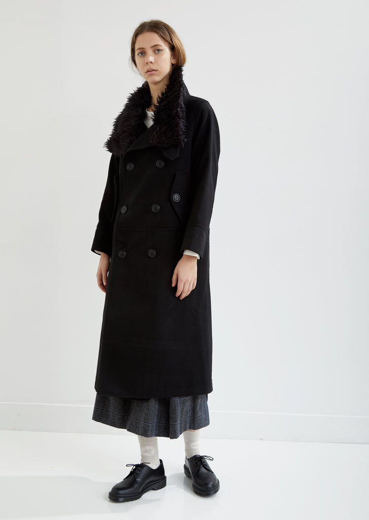 Light Melton Stand Up Collar Long Coat