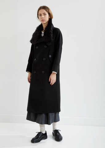 Light Melton Stand Up Collar Long Coat