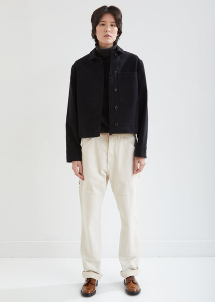 ジャケット・アウター MARGARET HOWELL 17AW Moleskin Coat-Blk/M Margaret Howell Patch Pocket Moleskin City Coat - Black