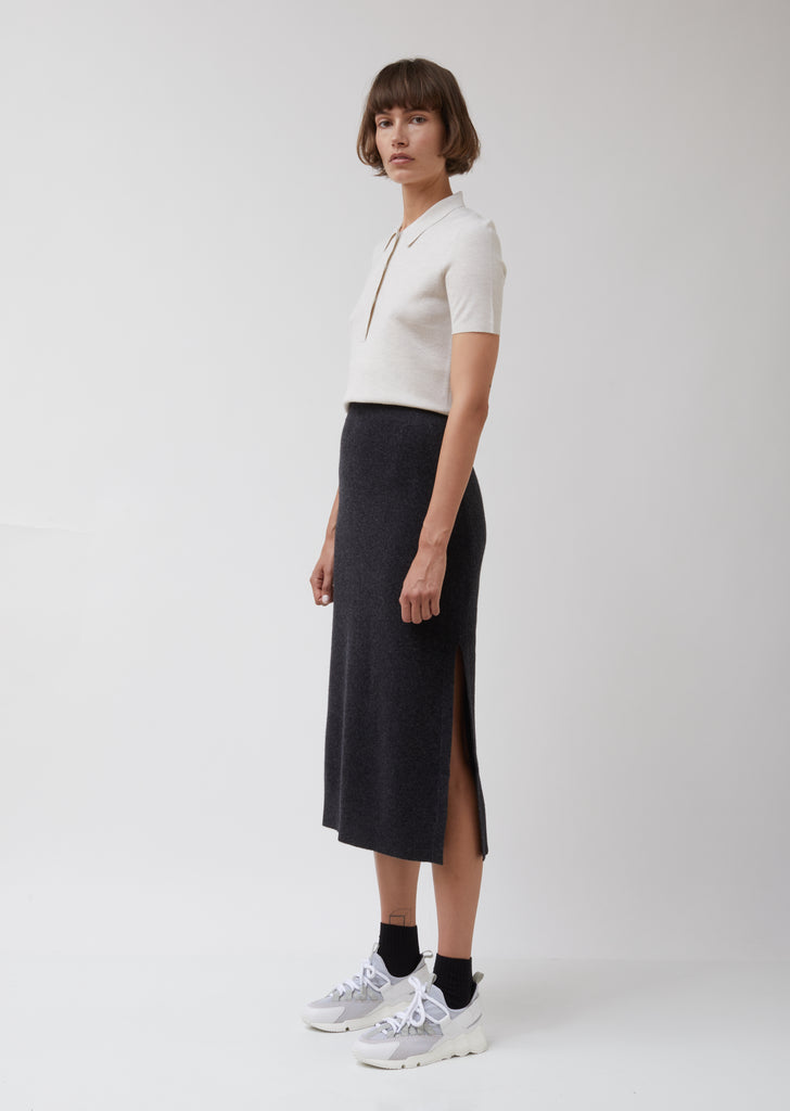 Long Cashmere Wool Pencil Skirt