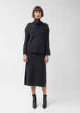 Wool-Cashmere High Neck Travelling Rib Sweater