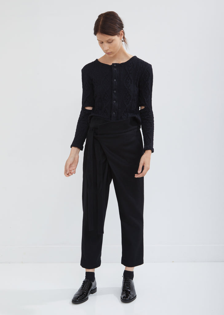 Round Neck Cable Cardigan